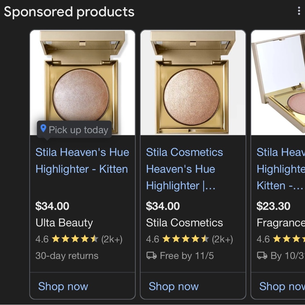 NIB Stila Highlighter in Kitten Shimmering Nude Pink Heaven's Hue Shimmer Powder - Picture 7 of 14